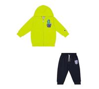 Champion Legacy Play With Graphics TD (306915) - Traje con capucha de forro polar Powerblend ultraligero, multicolor amarillo azufre/azul marino (ALO/NNY), 9 meses (74) Niños FW24