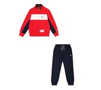 Champion Legacy Retro Sport B (306861) - Chándal de cuello alto de forro polar Powerblend compacto, suave y ultraligero, multicolor bermellón/azul marino (CRD/NNY/WHT), 7-8 años (S) Niño FW24