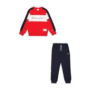 Champion Legacy Retro Sport B (306862) - Chándal de forro polar Powerblend compacto y ultraligero con cuello redondo, multicolor bermellón/azul marino (CRD/NNY/WHT), 3-4 años (XXS) Niño FW24