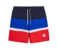 Champion Legacy Retro Sport Beachshorts-Crinkle Taslon Color Block Bermudas Bañador para Hombre, Amarillo/Azul Marino/Blanco, M