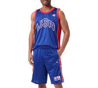 Champion Legacy Retro Sport-Lateral Colorblock Polywarpknit Bermudas Pantalones Cortos, Azul Eléctrico/Rojo/Blanco, L para Hombre