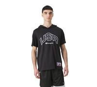Champion Legacy Retro Sport-USA Hooded S/L Camiseta, Negro, Hombre
