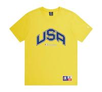 Champion Legacy Retro Sport-USA S/S Crewneck Camiseta, Amarillo, L Hombres