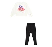 Champion Legacy Script Shop G (405043) -Ultra-Light Soft Compact Powerblend Fleece Crewneck & Leggings Traje, Rosa (WW003), 3-4 años para Niñas