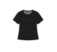 Champion Legacy W-Performance - Camiseta de Cuello Redondo para Mujer, Corte Trasero, Negro (Kk001), M