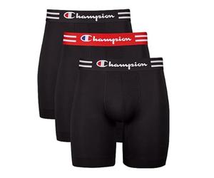 Champion Men’s Boxer Briefs, Performance Stretch, Moisture Wicking, Multi-Pack Ropa Interior de Hombres, Pierna Larga, Negro, Paquete de 3, XXL