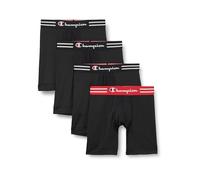 Champion Men's Boxer Briefs Pack, Performance, Moisture-Wicking, Odor Control, 4-Pack, Long Leg-Black-4 Pack