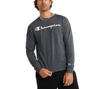 Champion Men's Classic Graphic Long Sleeve TEE, Granite Heather, Medium