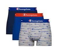 Champion Men's Trunks, Every Day Comfort Stretch Cotton Moisture-Wicking Underwear, Multi-Pack Bañadores Ajustados para Hombre, Trunk-Logotipo Gris Jaspeado/Surf The Web/Azul Marino-Paquete de 3, XXL
