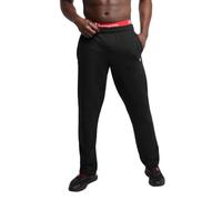 Champion, Powerblend, Fleece Open-Bottom Sweatpants for Men (Reg. Or Big & Tall) Pantalones, Logotipo de Parche C Negro, XL para Hombre