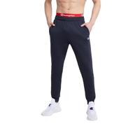 Champion Powerblend, Pantalones Deportivos de Forro Polar para Hombre (Regular o Grande y Alto), Logotipo de Parche C Azul Marino, Small