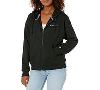 Champion Powerblend - Sudadera con Capucha y Cremallera Completa para Mujer, Forro Polar (Plus, Fuente pequeña Negra, S