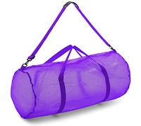 Champion Sports Bolsa de Lona de Malla con Cremallera y Correa de Hombro Ajustable, 15 x 36 Pulgadas, Color Morado, Multiusos, Bolsa de Gimnasio de Gran tamaño para Equipo, Equipo Deportivo,