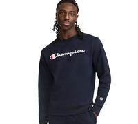 Champion Sudadera Powerblend Applique Crew para Hombre, Navy/Champion Script, XXL