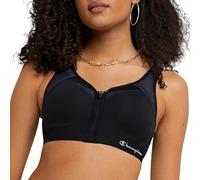 Champion Sujetador Deportivo con Cremallera y Control de Movimiento, Opaco, Negro, 90C para Mujer