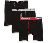 Champion Underwear Boxer Briefs, Total Support Pouch, Cotton Stretch, Multi-Pack Ropa Interior de Hombres, Negro-Paquete de 3, L