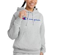 Champion Women's Powerblend Relaxed Hoodie, Screen Print Script, Oxford Gray-Y08113, Small