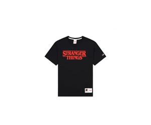 Champion X Stranger Things Camiseta Crewneck Camiseta Crewneck Unisex-Adulto, Negro (KK001), L
