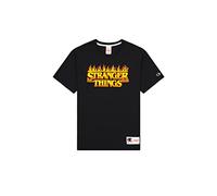Champion X Stranger Things Camiseta Crewneck Camiseta Crewneck Unisex-Adulto, Negro (KK007), L