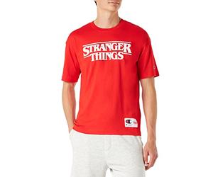 Champion X Stranger Things Camiseta Crewneck Camiseta Crewneck Unisex-Adulto, Rojo (RS033), L