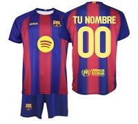 Champion's City F.C Barcelona Kit fútbol Infantil Temporada 25-26 Azul y Granate a Rayas Personalizable Nombre y Dorsal - Edad 4 años