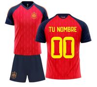 Champion's City Selección Española Mundial 2026-2028 Kit Infantil Personalizable Primera Equipacion Camiseta y Pantalon con Nombre y Dorsal, Color Rojo, Tallas 4 a 14