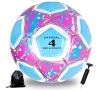 Championsleague Ball, Regular 5 Tamaño, Balón de Fútbol para Niños y Juventud y Adultos Tamaño, Aficionados del Fútbol Artículo Amantes del Regalo de Cumpleaños Juego (Azul Rosa, N° 4)