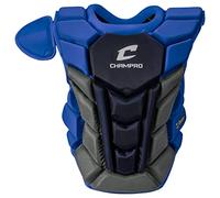 Champro Optimus Pro Plus - Protector ergonómico de Pecho para Receptor de béisbol Commotio Cordis con Gorra de Hombro extraíble, 16.5 Pulgadas, Azul Rey