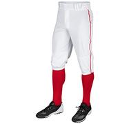 Champro Pantalones de béisbol de Triple Corona con Ribete Trenzado de Color de Contraste y Zonas deslizantes reforzadas, Color Blanco, Tubo de Escarlata, Adulto XL