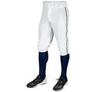 CHAMPRO Pantalones de béisbol Estilo Braga de Triple Corona con Ribete Trenzado de Color de Contraste y Zonas deslizantes reforzadas, Blanco, Azul Marino, Talla M
