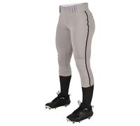 Champro Pantalones de softbol de Tiro bajo para Mujer Tournament con Ribete Lateral y pantalón Tradicional de Tiro bajo con Trenza, Mujer, BP11PA, Gris, Negro, S