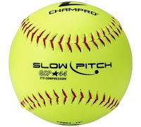 Champro Slow Ptich 375 Compression Poly Synthetic Red Stiches PK ASA-Pelota de sóftbol de Lanzamiento Lento de 12 Pulgadas-Durahide Cover .44 Cor, Amarillo óptico, 12 Inch (Pack of 12)