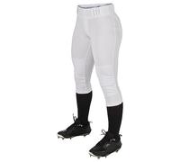 Champro Tournament - Pantalón Tradicional de sófbol de poliéster para Mujer, Tiro bajo, Talla L, Blanco