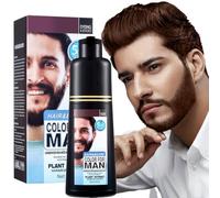 Champú 3 en 1 para teñir la barba y el cabello de los hombres - Coloración herbal de larga duración para canas, bigote y barba en minutos, 6,76 fl oz (Dark Brown)