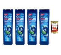Champú anticaspa Clean Men extra fresco 24 h con mentol, 4 paquetes de 225 ml para cabello de hombre + Polpa italiana Gourmet