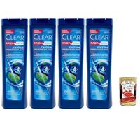 Champú Clear Extra Freschezza 24H para hombre para todos los tipos de cabello y cuero cabelludo, 4 x 225 ml + Polpa italiana Gourmet 400 g
