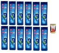 Champú Clear Extra Freschezza 24H para hombre para todos los tipos de cabello y cuero cabelludo - Champú extra fresco, producto superior, 12 x 225 ml + Polpa italiana Gourmet 400 g