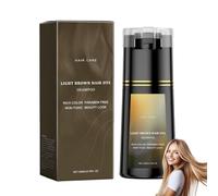 Champú colorante de 200 ml, color de peinado, brillante y duradero, nutre suavemente, alisa y cuida el cabello brillante (marrón claro)