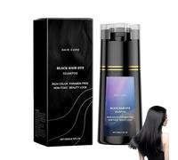Champú colorante de 200 ml, color de peinado, brillante y duradero, nutre suavemente, alisa y cuida el cabello brillante (negro)