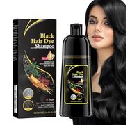 Champú colorante de 500 ml, champú para cabello negro con extracto de Polygonum Multiflorum, limpia, repara y nutre, pelo liso y negro (negro)