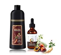Champú Colorante para Cabello Marrón, 500ml Champú Colorante Instantáneo + 50ml Aceite Capilar, Kit de Coloración Duradera y Cuidado Capilar para Hombres y Mujeres