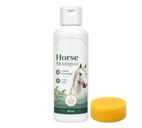 Champú Cuidado de Caballos Gel de Aseo equino 80 ml con Esponja | Champú para Bañar Caballos Exterior Aire Libre Granja Veterinaria Patio Establo Cuadra Pastizal Rancho Hacienda Corral