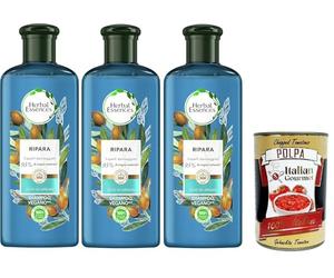 Champú de aceite de argán para reparar el cabello dañado, en colaboración con Royal Botanic Gardens of Kew - 3 x 250 ml + Polpa italiana Gourmet 400 g