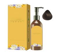 Champú de color castaño para cabello gris, color vegetal natural, color del cabello en minutos, duradero, sin amoniaco, 300 ml