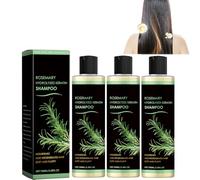 Champú de crecimiento de cabello orgánico Rosemary Unisex, espesamiento natural y champú de fortalecimiento con queratina hidrolizada para adelgazar el cabello y la pérdida de cabello (3pcs)