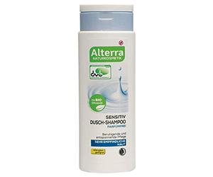 Champú de ducha Alterra Sensitiv sin perfume 250 ml para piel muy sensible, cuidado relajante y relajante, con aceite de oliva orgánico, apto para alérgicos, cosmética natural certificada por Natrue,