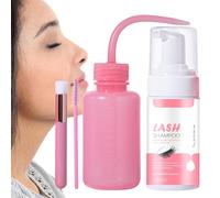 Champú De Pestañas Para Extensiones De Pestañas, Juego De Limpieza De Pestañas Con Cepillo De Botella De Descarga | Y Pinceles De Extensión De Pestañas De 100 Ml, Desmaquillador De Cárceles De P