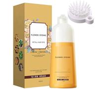 Champú de tinte de cabello rosa de pétalo, champú de color de cabello natural y de larga duración para cubrir pelos grises, color de cabello a base de plantas instantáneas nutritivas (Black Tea)