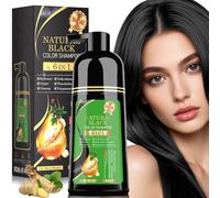 Champú de tinte para el cabello negro 6 en 1 Unisex fórmula de hierbas naturales, champú de tinte para el cabello para mujeres y hombres, color de larga duración para cubrir las canas (negro natural)