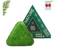Champú En Barra Nature Triangle, Champú En Barra Usman Grass, Jabón Verde Nature Seven, Sólido En Natural a Base De Plantas, Calmante Y Fortalecedor for El Cabello(1pc)